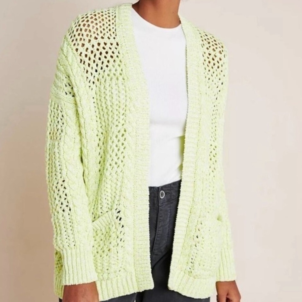 Anthropologie Serenna Open Front Cardigan in Lime - Picture 2 of 5